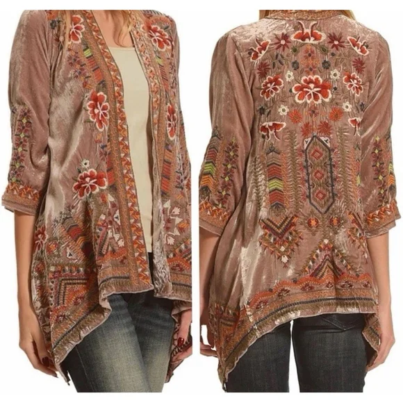Johnny Was Maeve Velvet Embroidered Kimono
